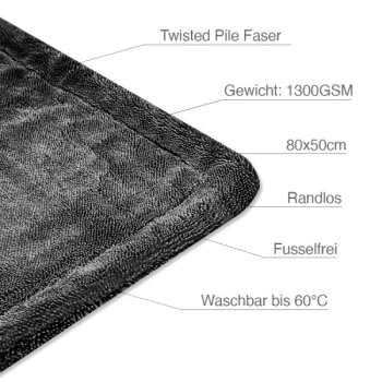 Liquid Elements - Black Hole XL Premium Trockentuch 80x50cm 1300GSM Randlos